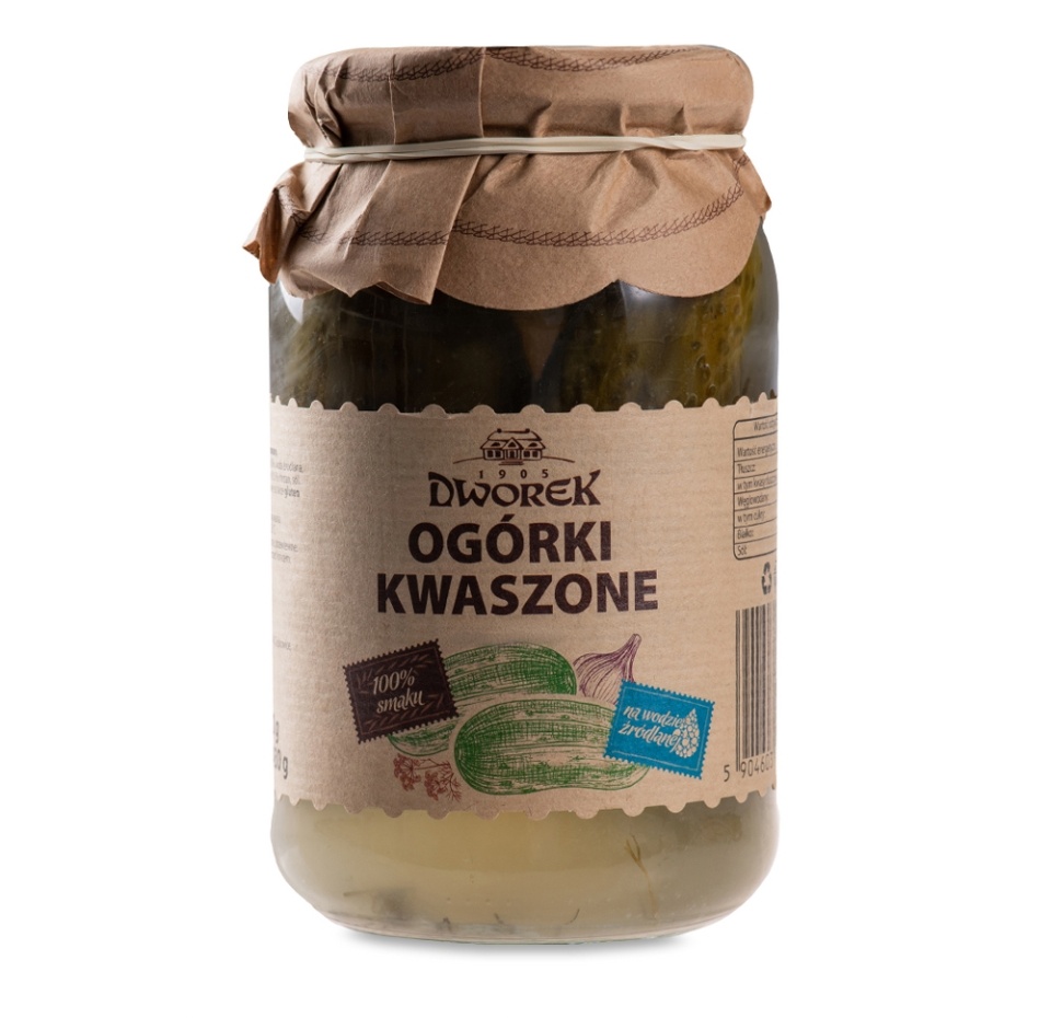 

Огурцы Dworek соленые бочковые 850г Польша
