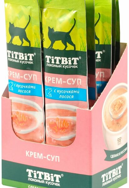 Крем-суп для кошек TiTBiT Лакомый кусочек с лососем 10г*16шт