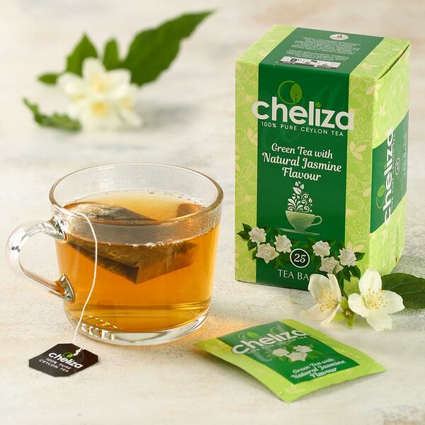 Чай зеленый 100% цейлонский с ароматом жасмина Челиза пакетированный 25 шт. Шри-Ланка