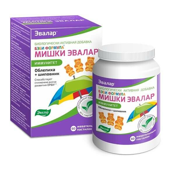 Бэби формула Мишки Эвалар 60 шт пастилки иммунитнет