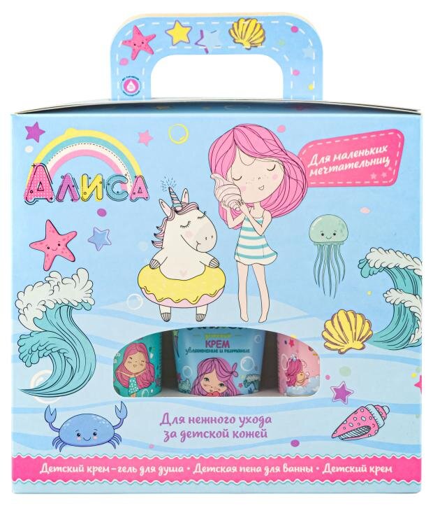 

Подарочный набор для детей Алиса: Крем-гель для душа 250 мл, Пена для ванн 250 мл, Детский крем 50 мл