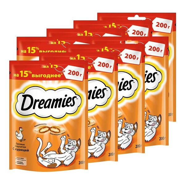 Лакомство для кошек DREAMIES подушечки с курицей