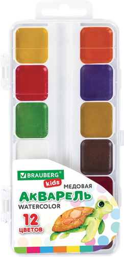 

Краски акварельные медовые Brauberg Kids 12 цветов, арт. 192282