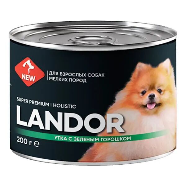 Влажный корм Landor Holistic для собак мелких пород, утка с зеленый горошком 200 г