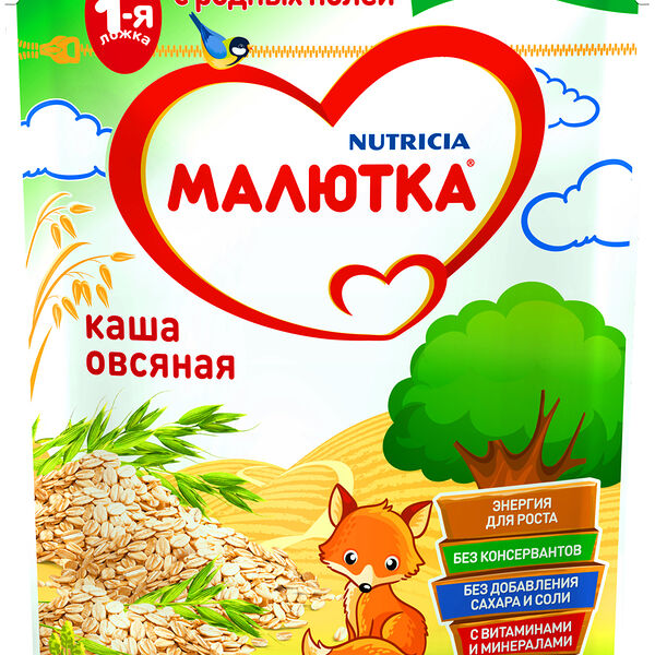 Каша детская Малютка безмолочная овсяная, с 6 месяцев