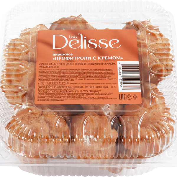 Пирожные DELISSE Профитроли с кремом, 160г