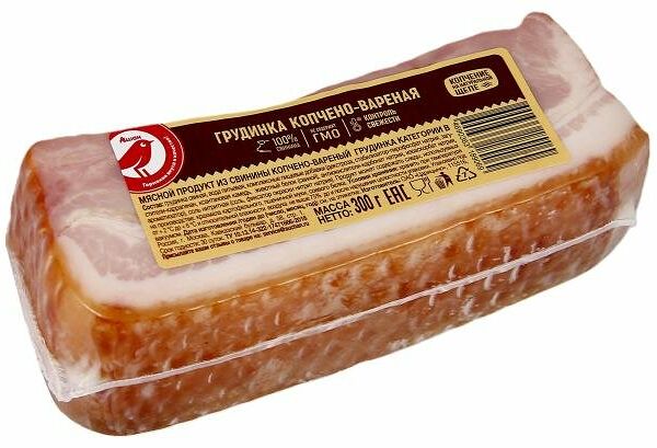 Грудинка варено-копченая Ашан Красная птица Домашняя