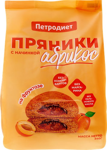 

Пряники ПЕТРОДИЕТ с абрикосом, на фруктозе, 340г