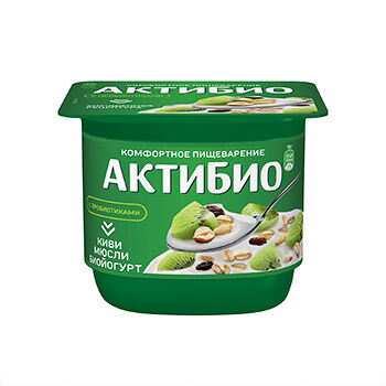 Биойогурт Актибио с киви и мюсли обогащенный бифидобактериями 3%, 130г