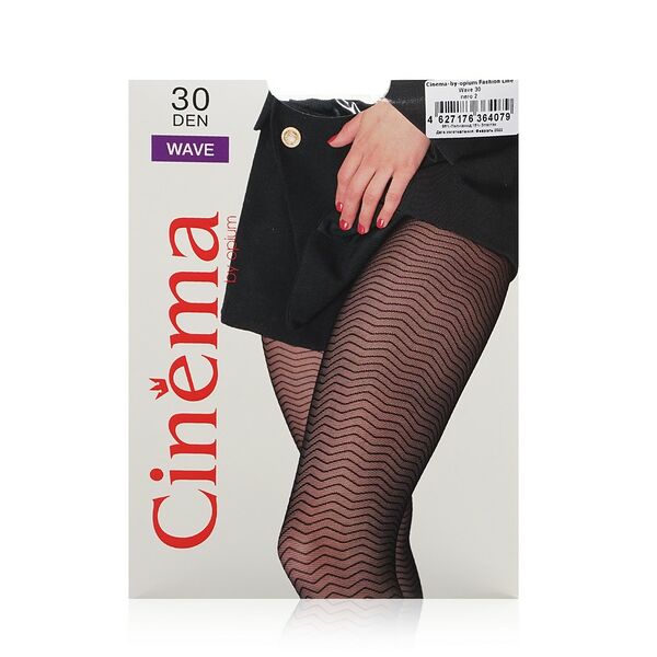 Женские колготки с рисунком Opium Cinema Wave 30den Nero 2 размер