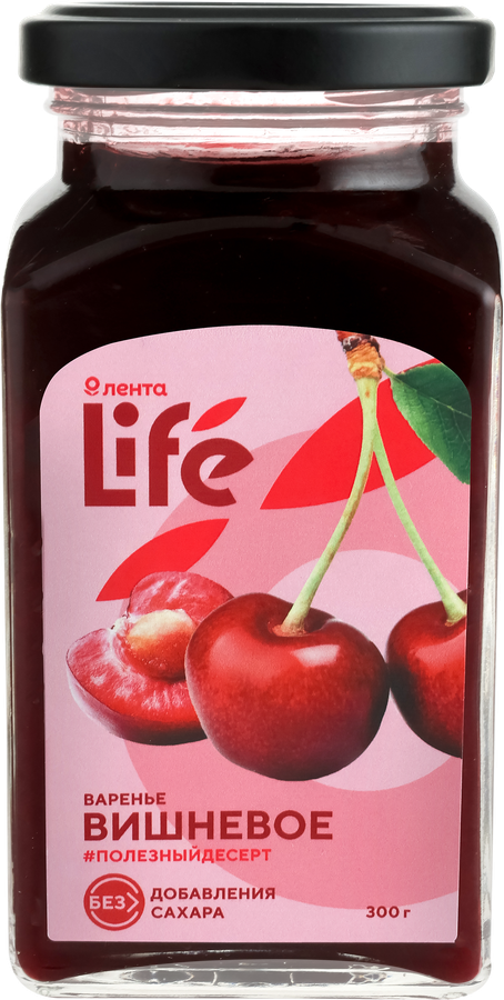 

Варенье ЛЕНТА LIFE Вишневое, без сахара 300 г