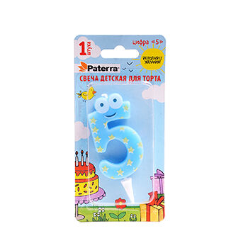Свеча PATERRA детская для торта цифра 5, Китай
