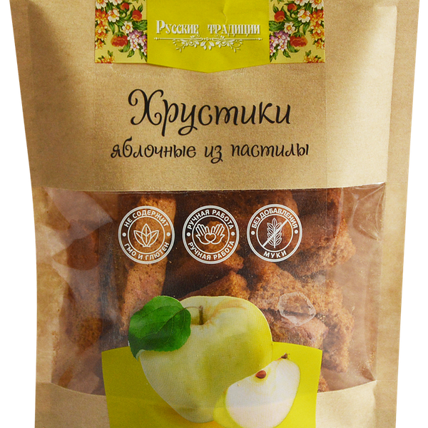 Хрустики яблочные из пастилы РУССКИЕ ТРАДИЦИИ Классические, без сахара