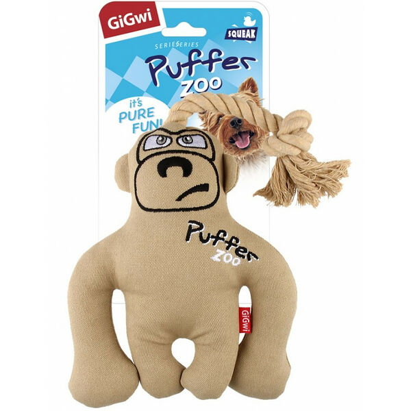 GiGwi Puffer zoo Обезьяна с пищалкой игрушка для собак 31 см