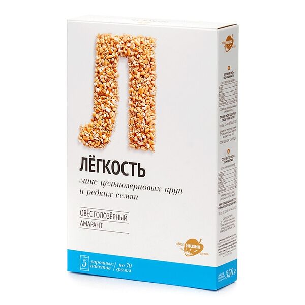 Смесь круп цельнозерновая Образ жизни Алтая Лёгкость амарант и овёс голозёрный в варочных пакетах, 5×70 г