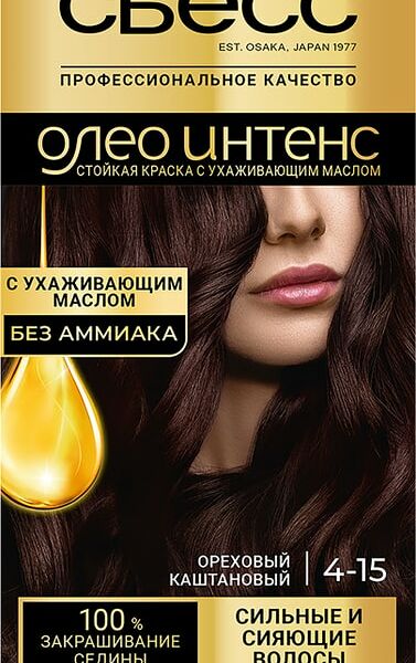 Крем-краска для волос Сьесс Олео Интенс без аммиака 4-15 Ореховый каштановый 115мл