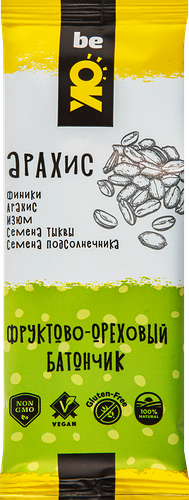 Батончик фруктово-ореховый BE OK со вкусом арахиса, 30г