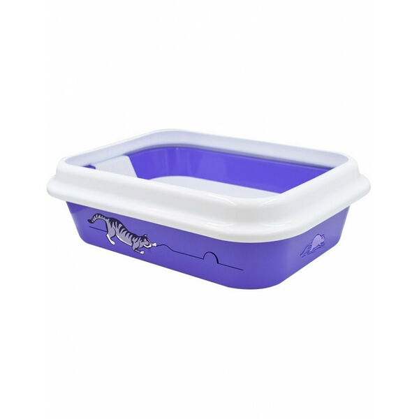 Zooexpress Туалет Мегакис для кошек с рисунком, с рамкой и сеткой 46*34,5*14