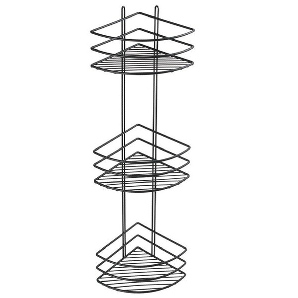 Полка трехэтажная угловая Fixsen, 66х20х27.5 см, черная