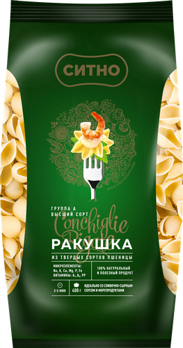 

Макароны СИТНО Ракушки группа А, 400г