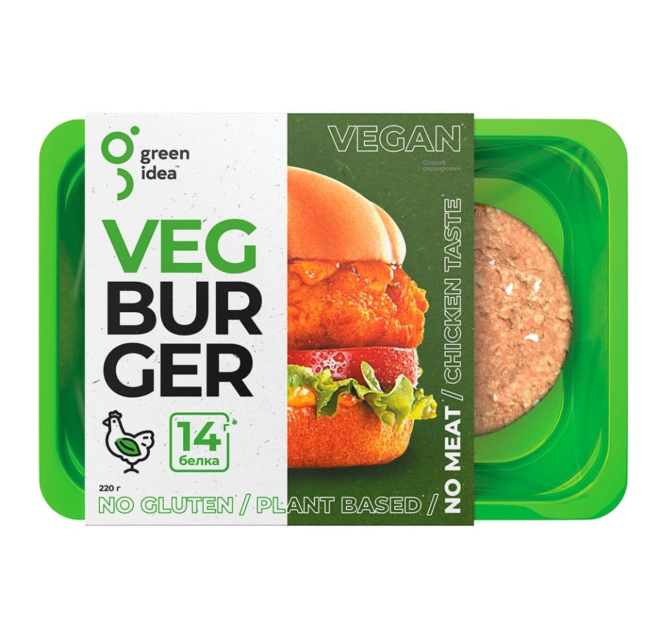 

Бургер растительный со вкусом цыпленка охлажденный Green Idea 220 г лоток Беларусь