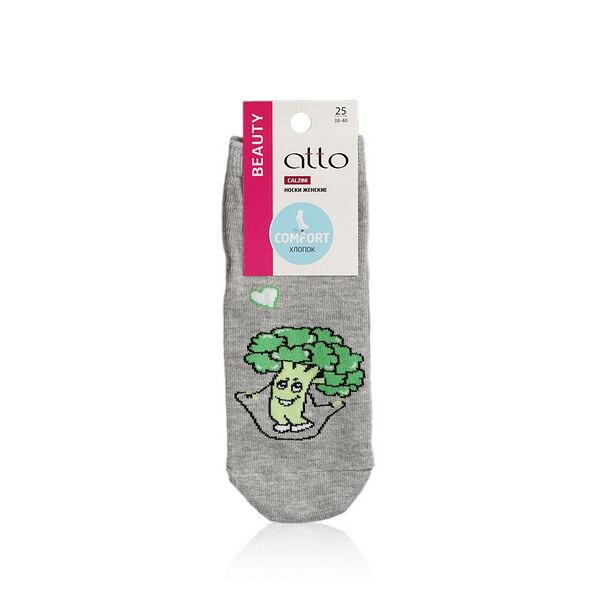 Женские носки Atto Брокколи 40-5ЛС трикотажные , светло-серые меланж , р.25