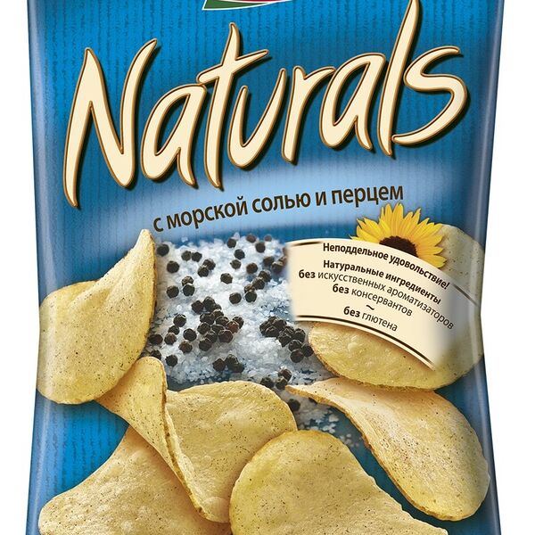 Чипсы картофельные Naturals с морской солью и перцем