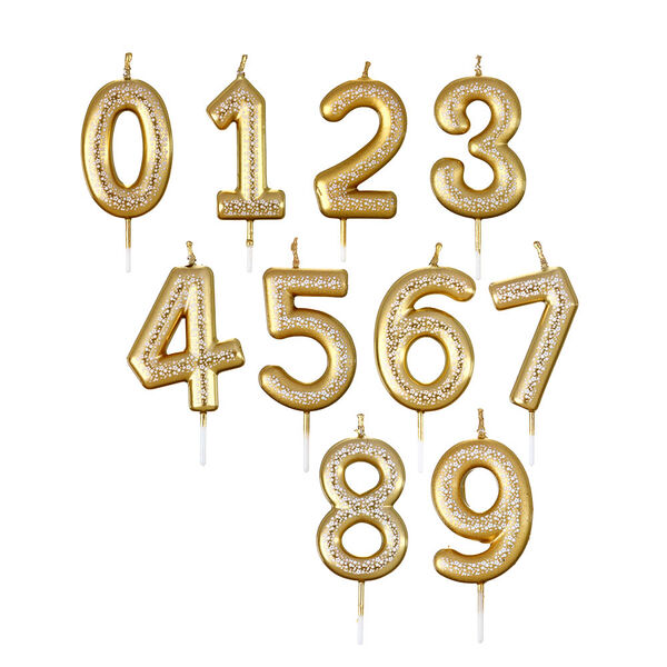 Fntastic свеча для торта - цифра, 5,8 см, цвет золото с узором, парафин, пластик, (0-9)