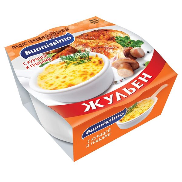 Продукт плавленый ЖУЛЬЕН С КУРИЦЕЙ И ГРИБАМИ жир. 50% 150г Хуторской