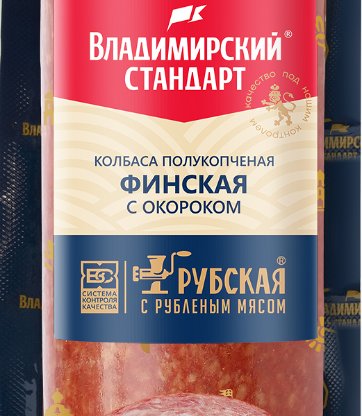 Колбаса Владимирский стандарт Финская с окороком полукопченая 350г
