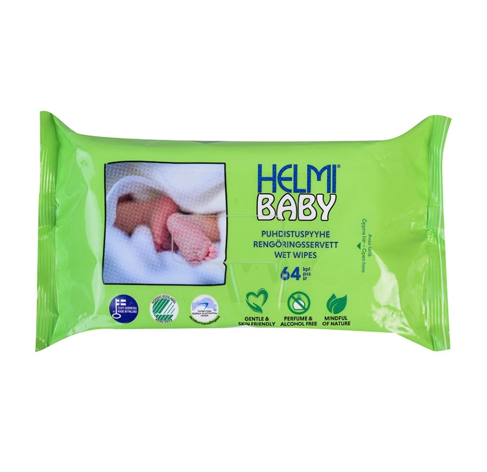 

Салфетки влажные детские Helmi Baby очищающие, 64 шт.