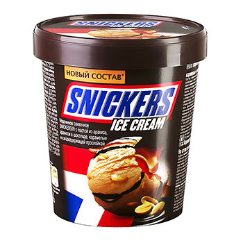 Snickers сливочное мороженое с арахисовой пастой и карамелью, ведерко, 340г