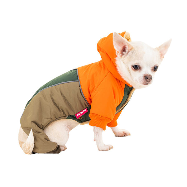 Комбинезон с капюшоном для собак Petmax S оранжевый (унисекс)
