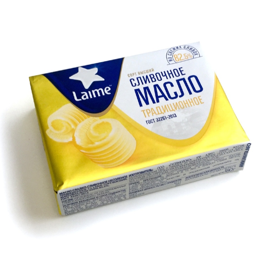 

Масло сладко-сливочное Laime традиционное 82.5%