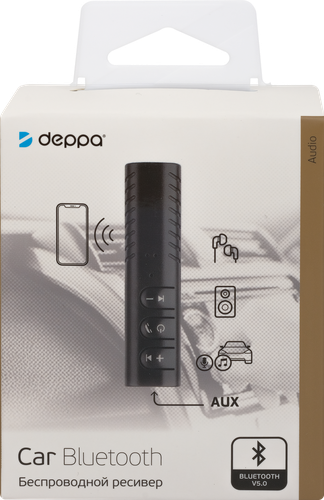 

Адаптер автомобильный Deppa Bluetooth ресивер, BT 5.0, 90 мАч, черный