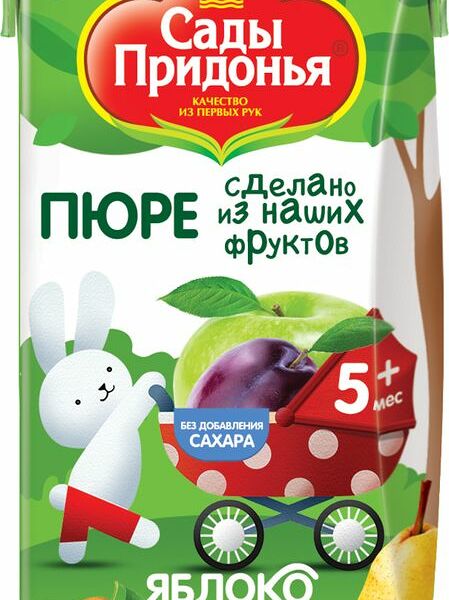 Пюре Сады Придонья яблоко-груша-слива с 5 месяцев 125г