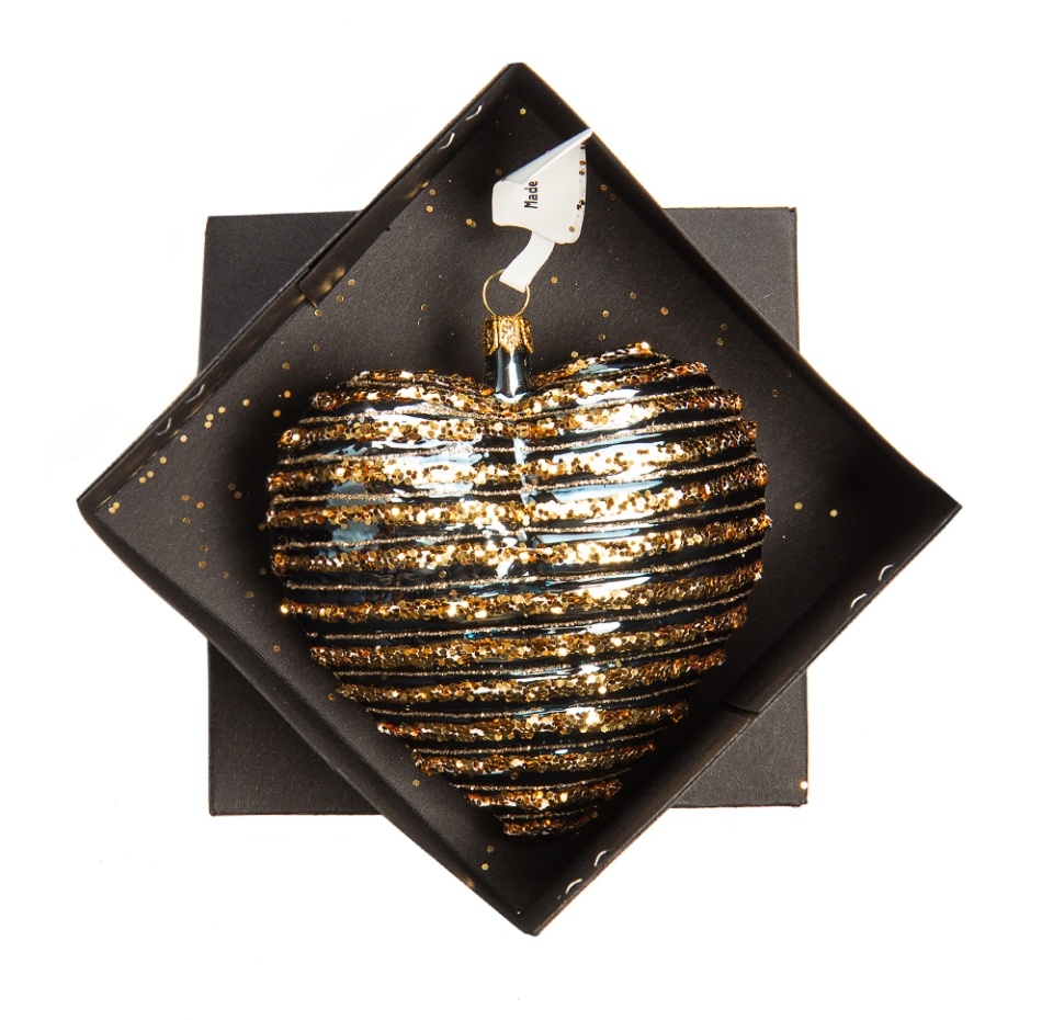 

Игрушка для елки Gmc Коллекция Традиции Сердце с золотыми полосками 10.5 см, Польша