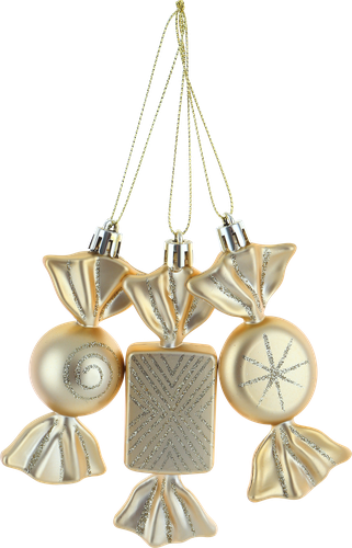 

Набор елочных украшений HOMECLUB Конфетки 9см, синий/голубой/золотой Арт. TS936P-06E3B, 3шт, в ассортименте