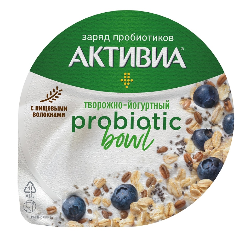 

Биопродукт кисломолочный творожно-йогуртный Активиа Probiotic bowl с пищевыми волокнами, черникой, спельтой, овсом и чиа 3,5% 135 г