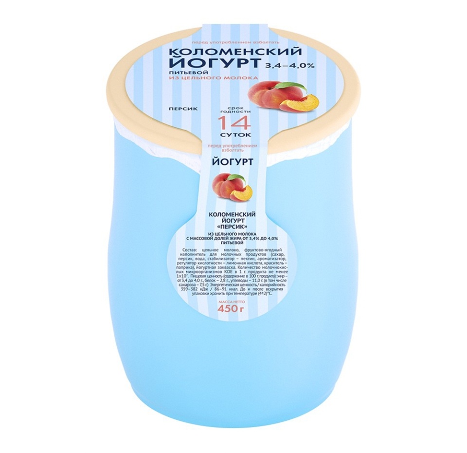 

Йогурт питьевой Коломенское молоко из цельного молока Персик 4%