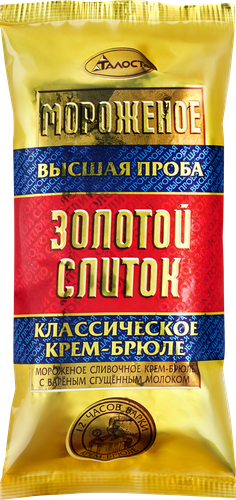 

Мороженое Талосто Золотой слиток Классическое крем-брюле с варёным сгущённым молоком 200 г