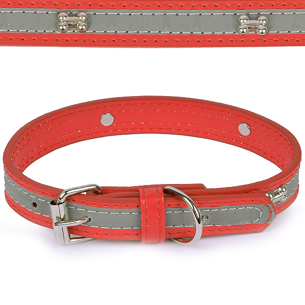 Ошейник для собак с косточкой и светоотражающей полосой, 2,0 х 42 см