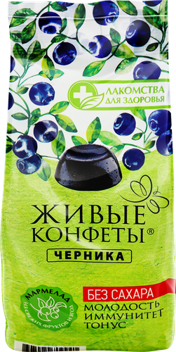 

Мармелад желейный Лакомства для здоровья Живые конфеты Черника 170 г
