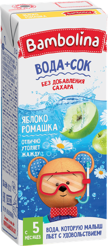 

Напиток Bambolina Вода+сок, яблоко с экстрактом ромашки, с 5 месяцев 200 мл