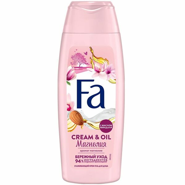 Гель для душа Fa Cream&Oil c миндальным маслом и ароматом магнолии, бережный уход
