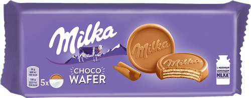 

Вафли MILKA с начинкой с какао, в молочном шоколаде, 150г