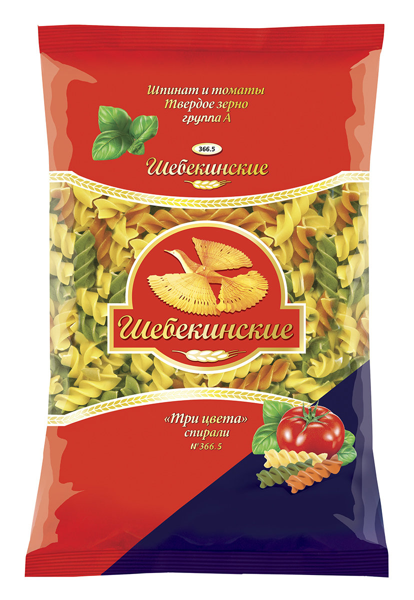 

Макароны Шебекинские №366.5 Спирали Три цвета из твердых сортов пшеницы 450 г
