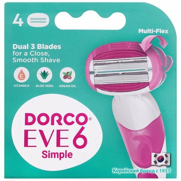 Сменные кассеты Dorco Eve 6 для бритья станка женские, 4 шт