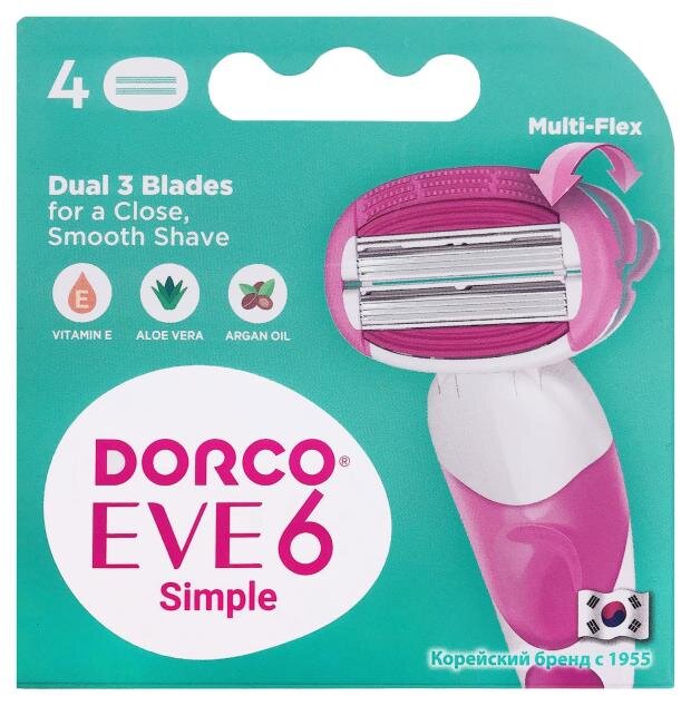 

Сменные кассеты Dorco Eve 6 для бритья станка женские, 4 шт
