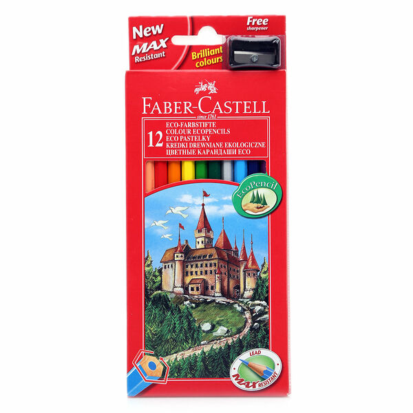 Цветные карандаши Eco Замок с точилкой 12 цветов ТМ Faber-Castell (Фабер Кастел)